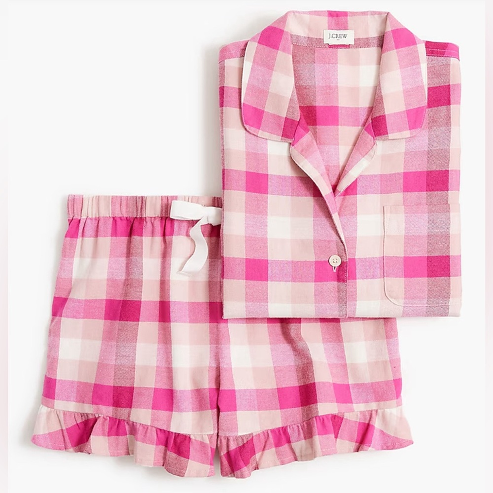 Jcrew Factory Long-sleeve ruffle flannel pajama set